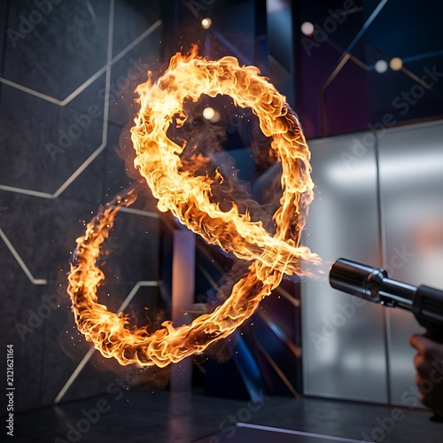 Flaming number eight fire performance art.
