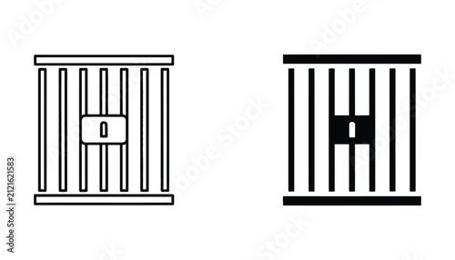 Prison cell bars with lock icons