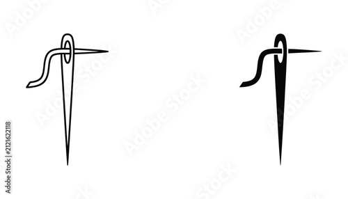 Two sewing needles with thread loops