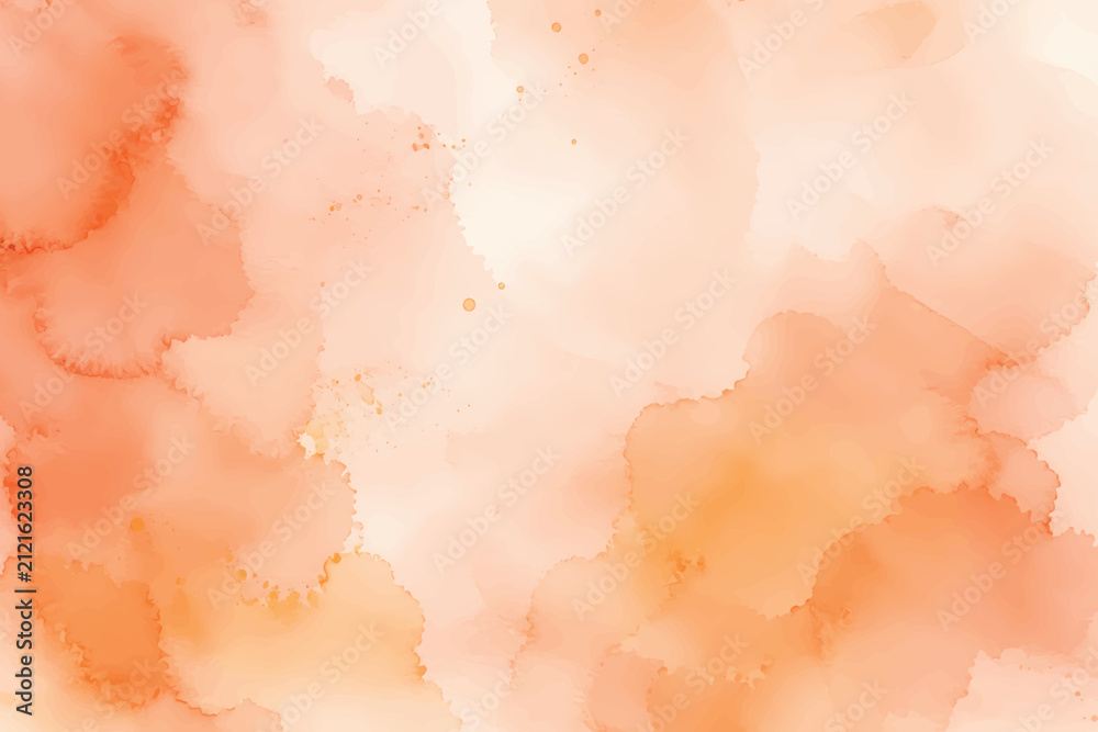 Fototapeta premium Soft Peach Coral Watercolor Abstract Background with Pastel Clouds