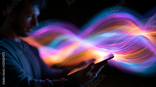 Hands Releasing Magical Energy Light Waves