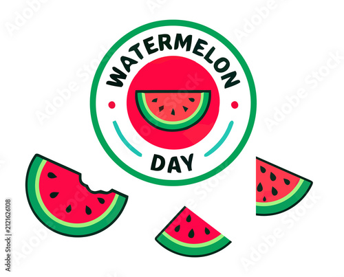 Watermelon day design with watermelon slices isolated on a transparent background