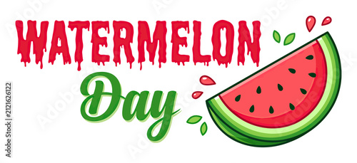 National watermelon day illustration with a slice of watermelon on transparent background