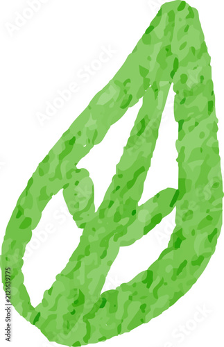 Abstract green leaf watercolor illustration with textured brush strokes