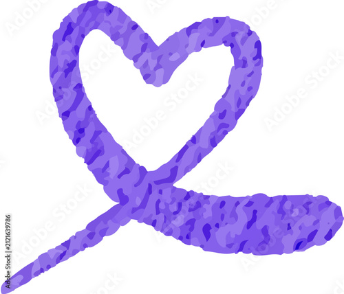 Purple textured heart symbol with artistic brushstroke design