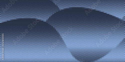 Dots Modern Halftone Geometry Pattern Vector Smooth Camber Border Blue Abstract Background. Checkered Faded Particles Curve Line Subtle Texture.