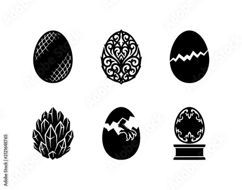 Foto 70 Ornate Easter Egg Icons, Decorative Vector Graphics, Spring Holiday Symbols,