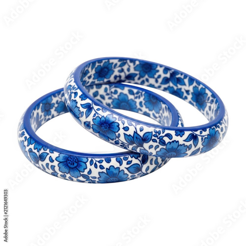 Two interlocking blue friendship bracelets