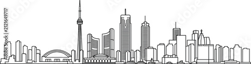 Toronto City Skyline Vector Illustration in Clean Black Line Art Style