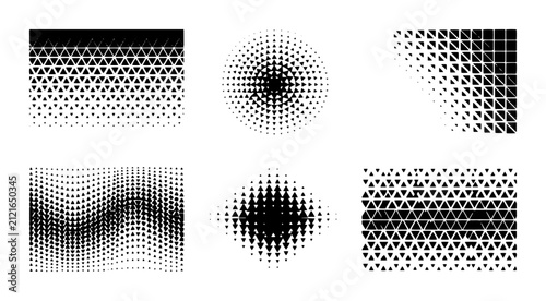 Foto 70 Halftone Dot Patterns Vector Set, Retro Graphic Textures, Abstract Geometric