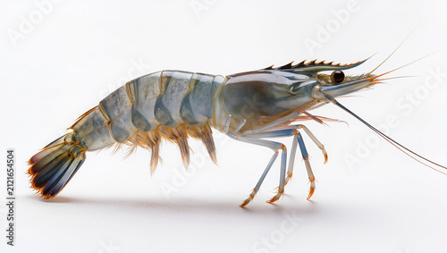 Adult Prawn Isolated on Seamless White Studio Background