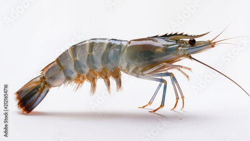 Adult Prawn Isolated on Seamless White Studio Background