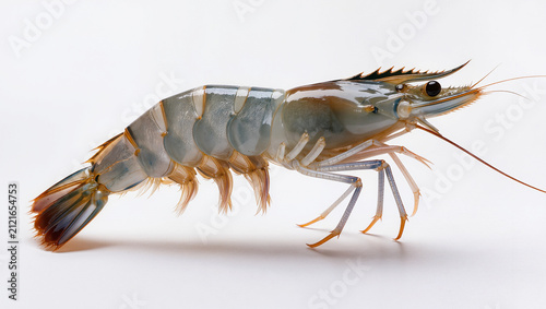 Adult Prawn Isolated on Seamless White Studio Background