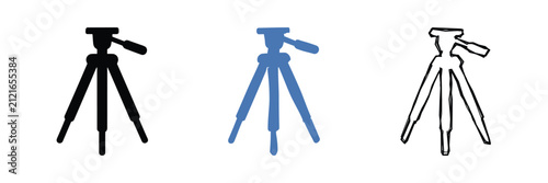 Bild auf Leinwand Three distinct graphic representations of a camera tripod are displayed side-by-