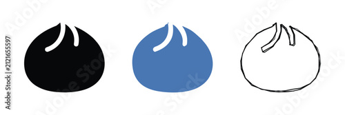 Картината върху платно A collection of three simple graphic representations of a bao bun, showcasing di