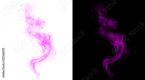 Foto Purple smoke swirls on black and white backgrounds, ethereal violet vapor trails