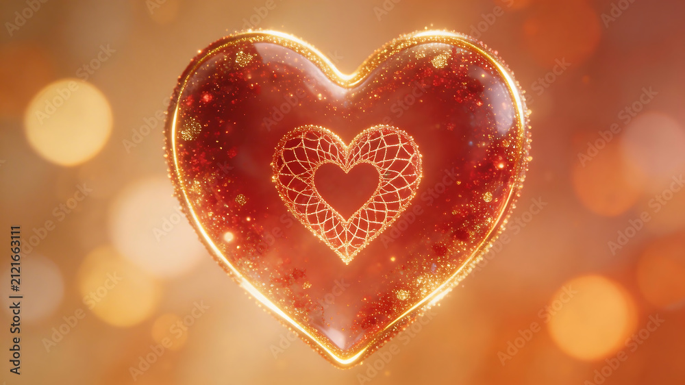 Fototapeta premium Heart shape with golden sparkles