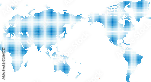 Blue Dotted World Map Vector Halftone Global Map Illustration