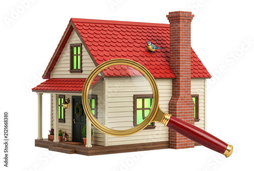 Real Estate Property Inspection Concept with Magnifying Glass