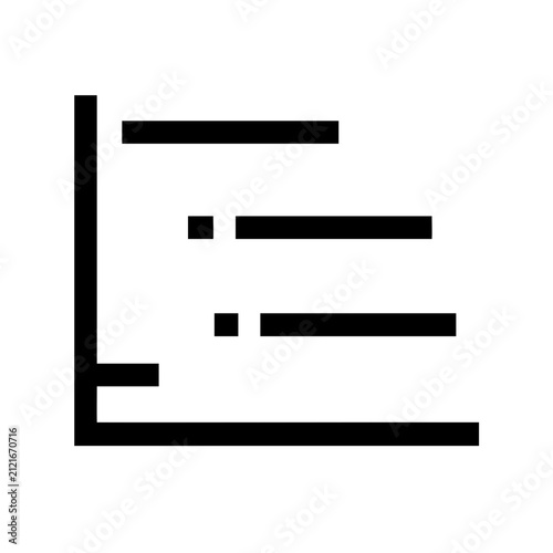 Minimalist abstract line icon with horizontal bars - Clean geometric icon featuring three short horizontal lines intersecting a longer diagonal line.