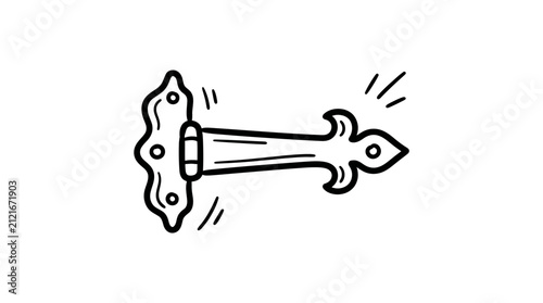 Decorative metal strap hinge doodle.