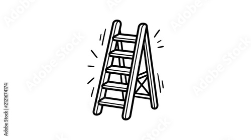 Detailed hand-drawn stepladder icon sketch.