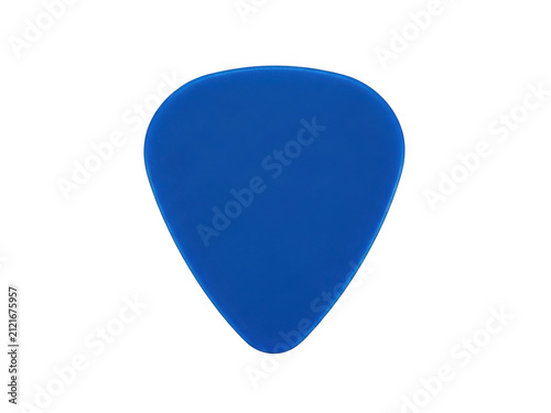 Blue guitar pick isolated on a white background