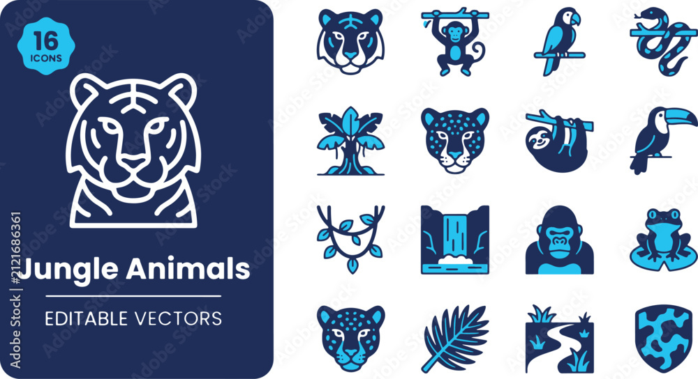 Fototapeta premium Premium high-quality vector collection of jungle animals and tropical nature elements for professional digital design and creative projects