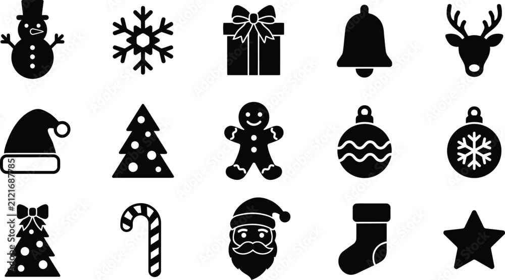 Naklejka premium Black and white of various including animals, tools, and symbols bear bird book bottle