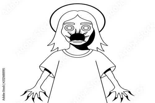 coloring page line art the jesus black vector