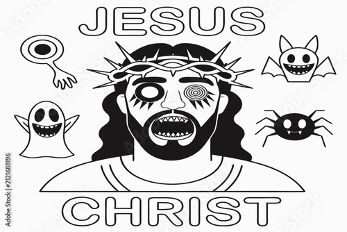 coloring page line art the jesus black vector