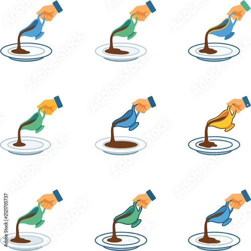 Pouring Liquid into Plates Collection.