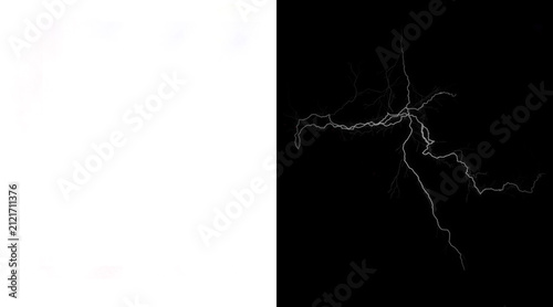 Foto Lightning bolt strike on black background, electric discharge effect, realistic