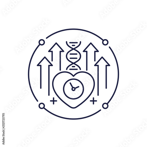 фотографія longevity icon with dna in line design