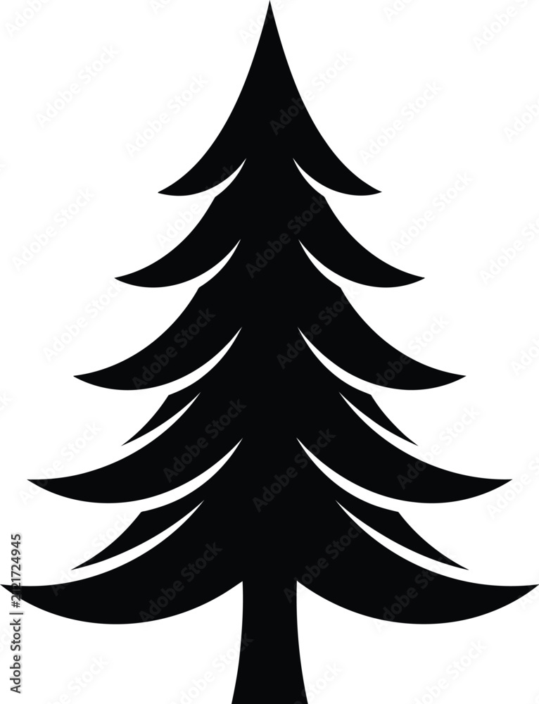 Fototapeta premium Black silhouette christmas tree vector illustration
