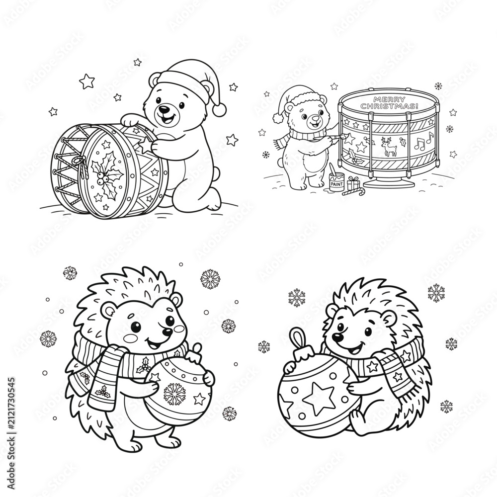 Fototapeta premium Vector Set Merry Christmas