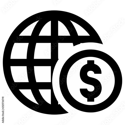 Vector of a globe with a dollar sign symbolizing global finance