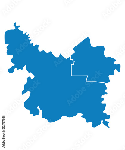 Obraz na plátne Vector map illustration of a region with a highlighted area in blue