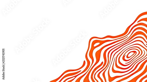 Abstract orange topographic line pattern on white background