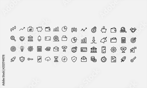 Stock market icon set. financial goal, vector illustration