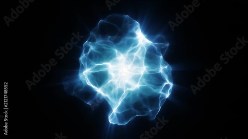 Electric aura hovering over black void background animation