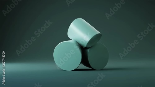 Floating cylinders rotating softly background animation