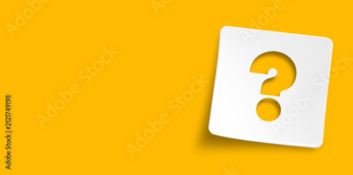 Note paper with question mark on panoramic yellow background