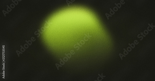 Foto Glowing green gradient sphere on black background, abstract grainy noise texture