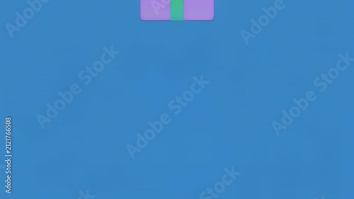 Colorful gift boxes appearing with animated ribbons against a bright blue backdrop