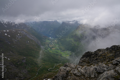 Quadro su tela Spectacular view from the top of Mount Dalsnibba, the Geiranger Skywalk near Gei