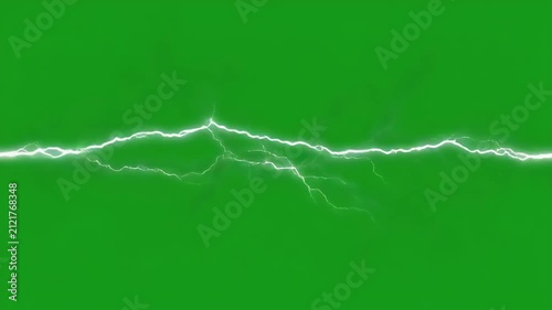 Electric lightning cracks across green screen background with cinematic motion and subtle camera zoom