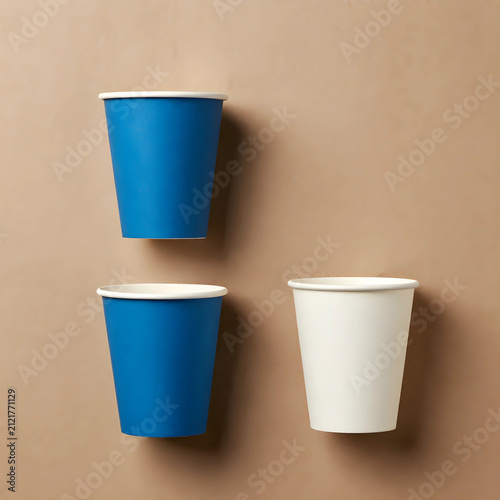 Three disposable paper cups...