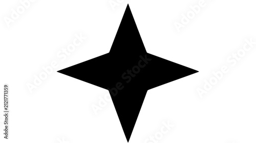 Four pointed sparkle symbol icon in black on white background
