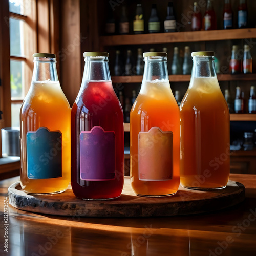 Four glass bottles of refre...